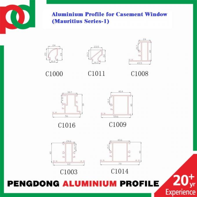Aluminium profile to make doors and หน้าต่าง in Mauritius