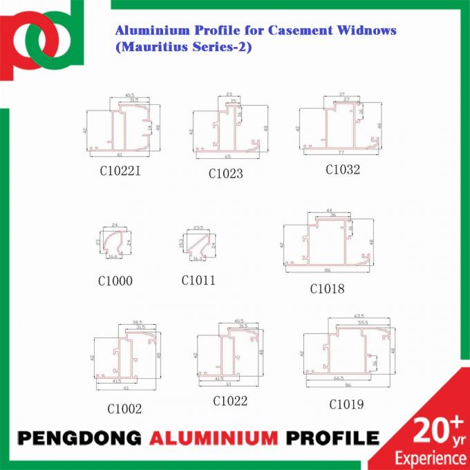 Aluminium profile to make doors and หน้าต่าง in Mauritius