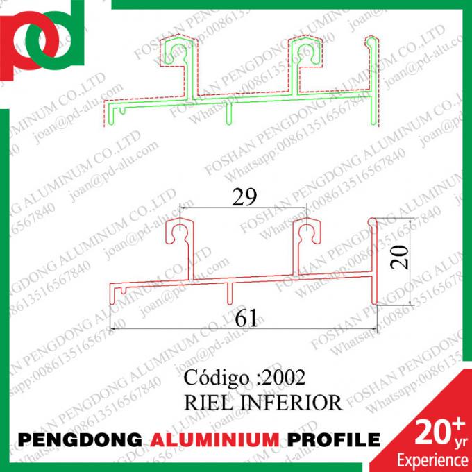 Perfiles De Aluminio ลิเนีย 20 Para Ventana Y Puerta Riel Inferior