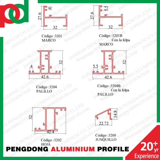 ลิเนีย 32 Aluminum โปรไฟล์ Economic Project Window Frame To Chile And Bolivia
