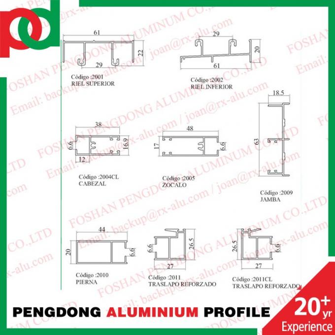 aluminium โปรไฟล์ serie 20 serie 25 anodizado